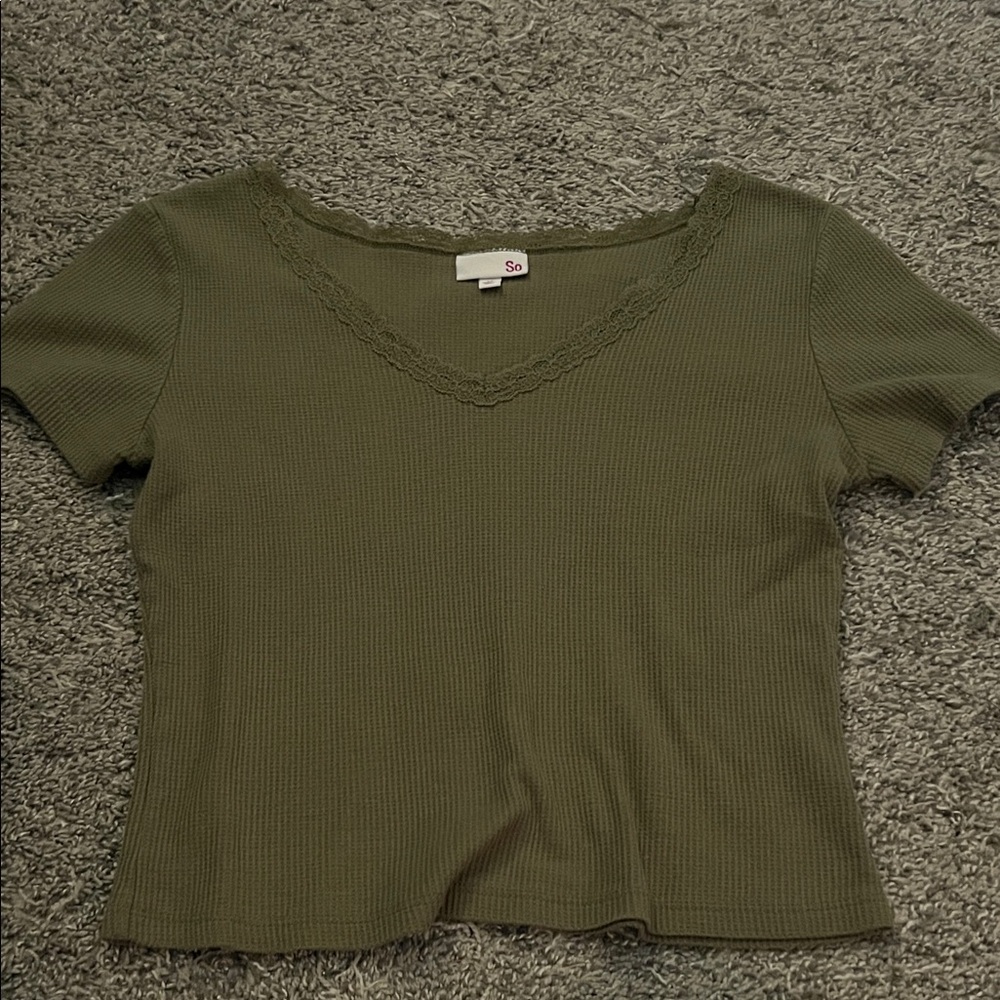 SO Women's Short Sleeve Olive Top